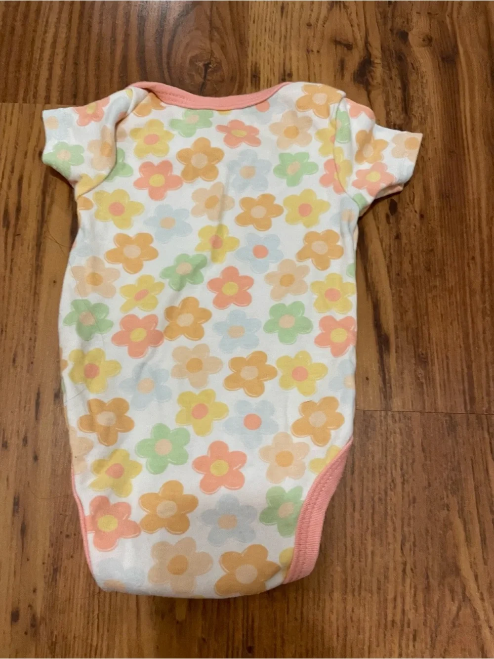 chick pea Boho Peach-Trim Pastel Floral Baby One-Piece